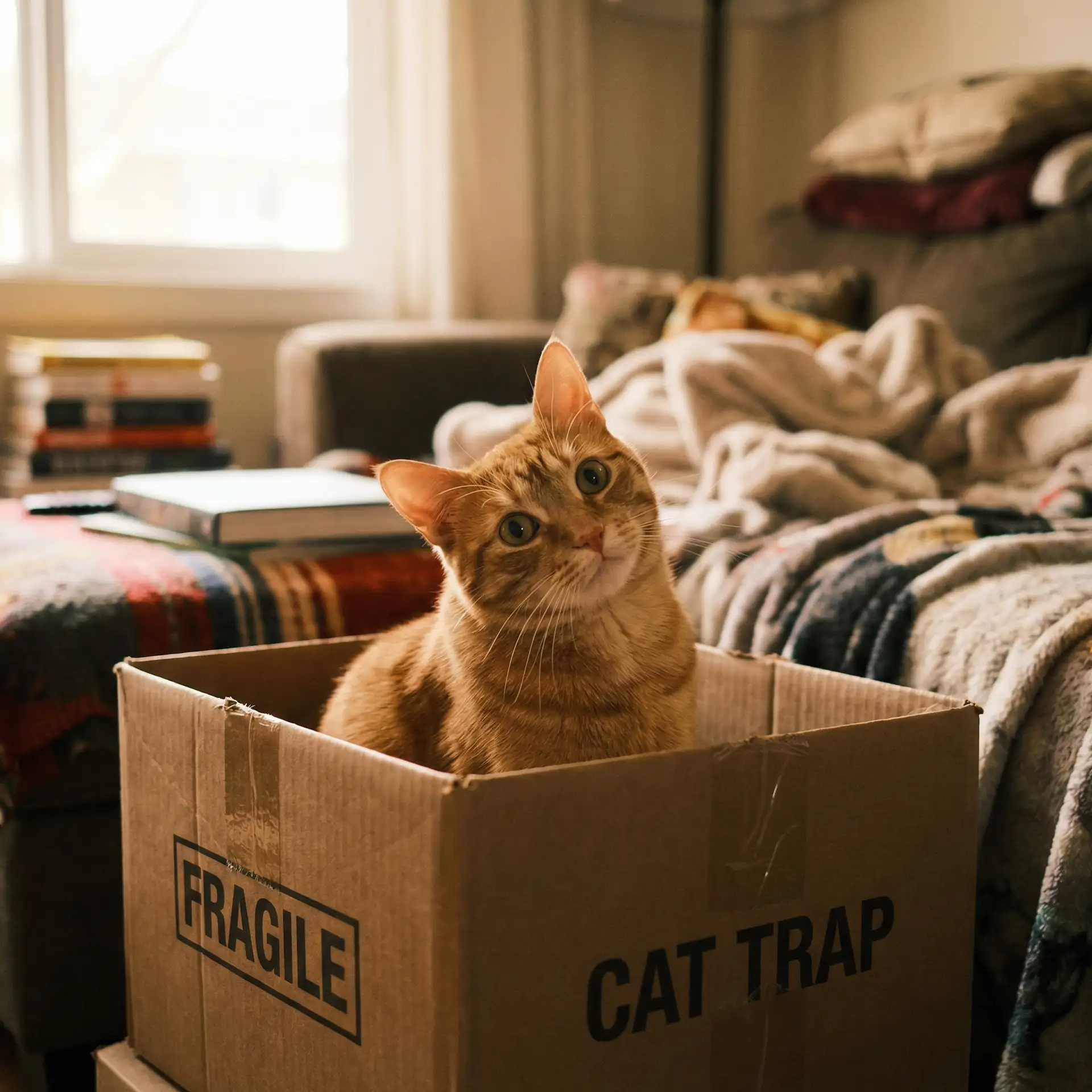 橘猫躲在纸箱里 - 河北张越