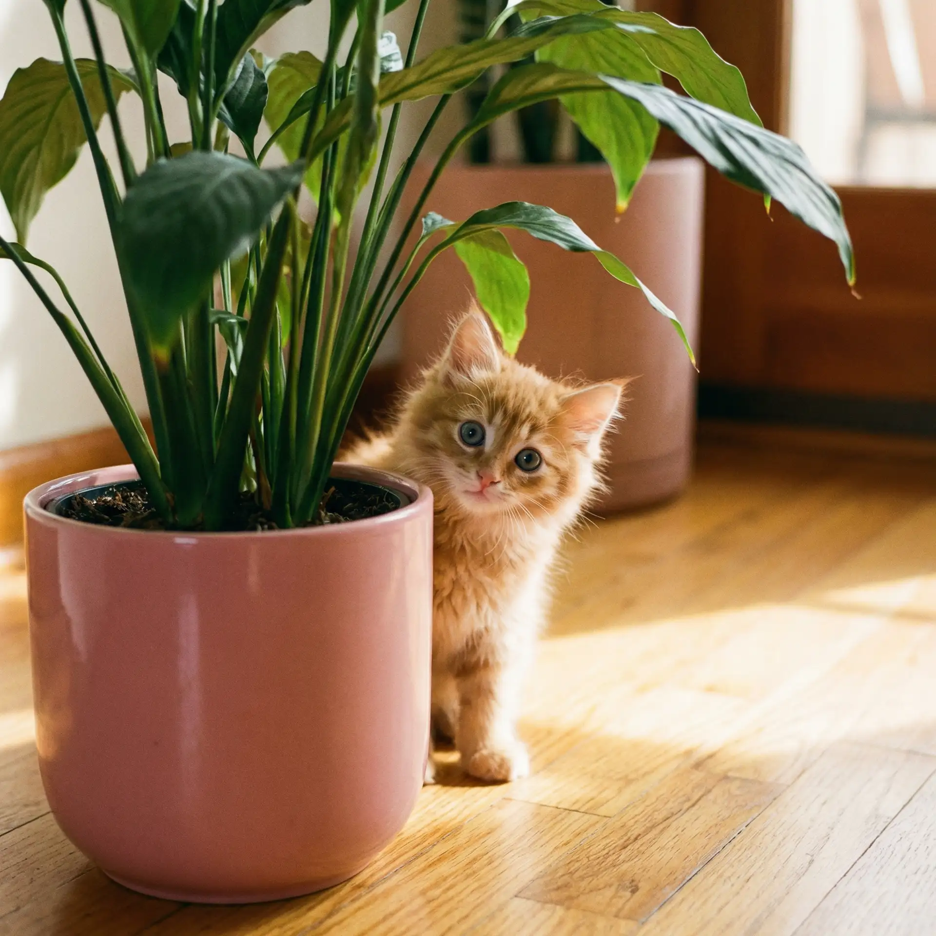 小猫从花盆后探头 - 河北张越